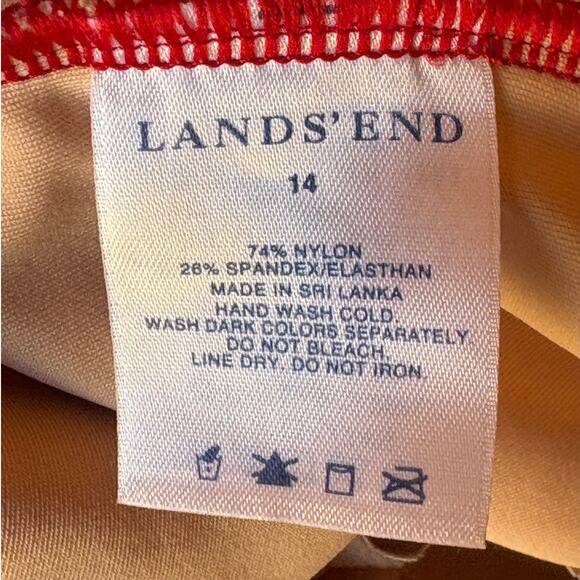 Land's End Tugless Tank Swimsuit with Red and White Cockatoo Print size 14 - Picture 2 of 11